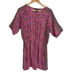 Scotch & Soda Paisley Mini Dress Sz 3 Large Pink Boho Festival Peasant Indie